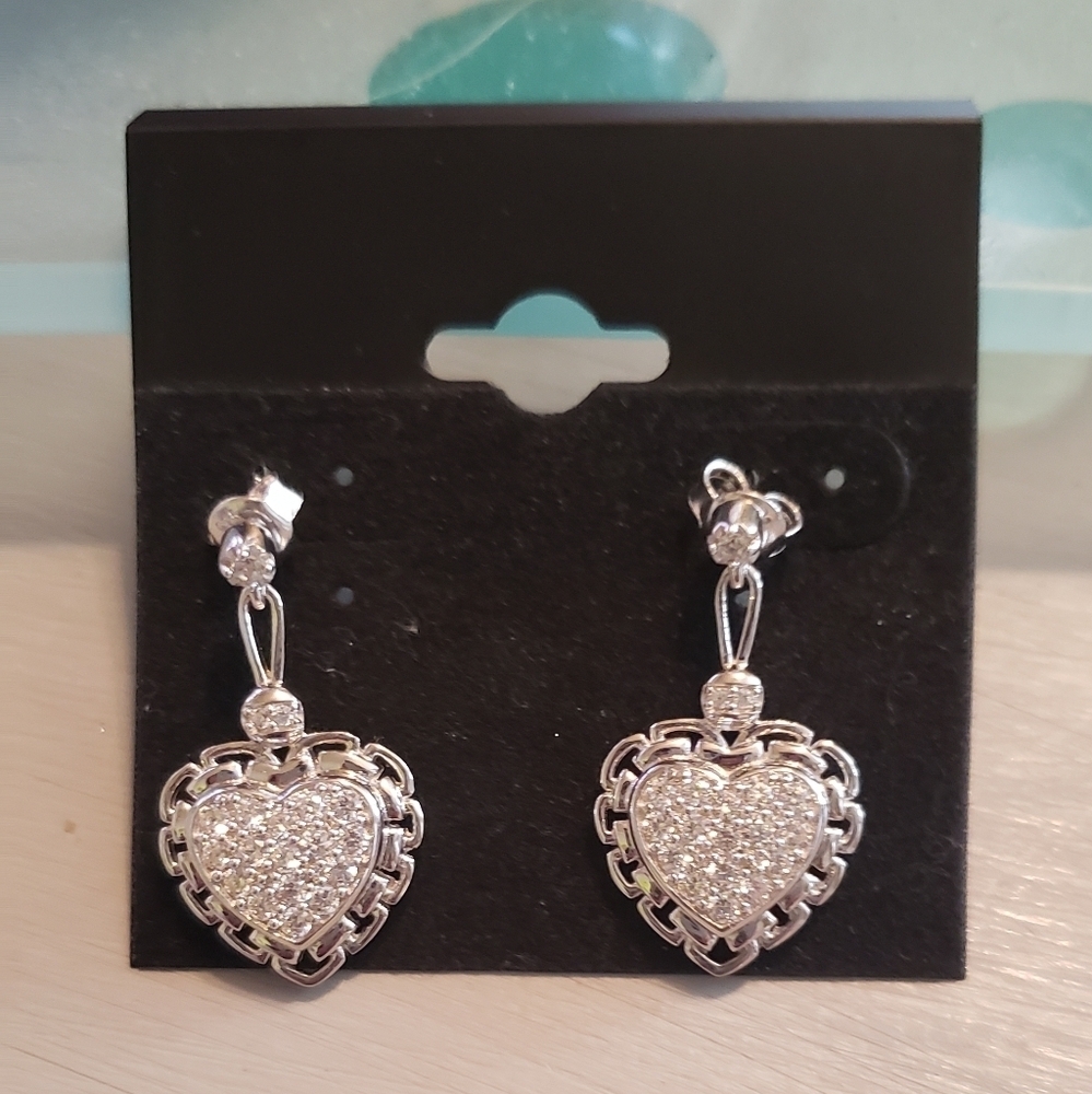 Heart shape sterling silver earrings - Picture 1 of 2